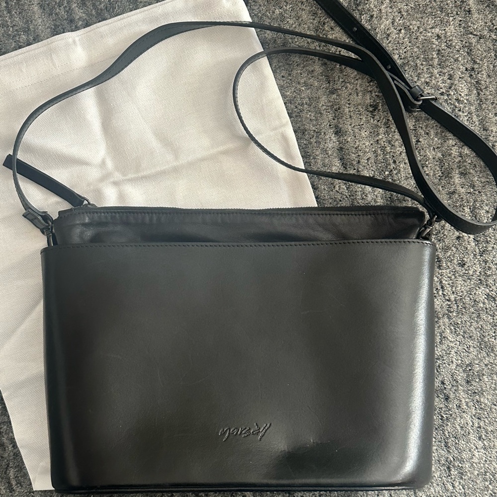 Marsell black leather crossbody purse in euc condition. Beautiful bag